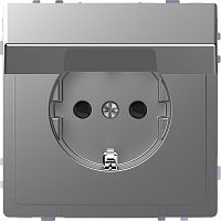 Розетка с заземлением без рамки Schneider Electric Merten D-Life 1-м. крышка шторки сталь картинка